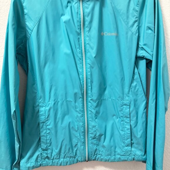 Columbia Womens Windbreaker Jacket Sz S Turquoise Lightweight Water-Resistant - Picture 9 of 12